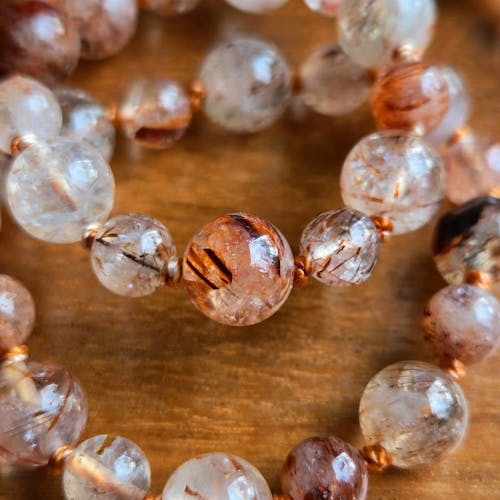 Brown Rutilated Quartz · Smooth · Round · 6mm, 8mm, 10mm