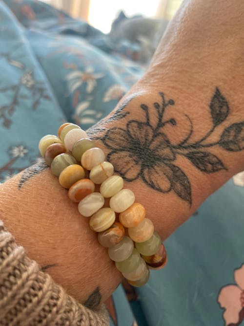 Banded Green Calcite · Smooth · Rondelle · 6mm, 8mm