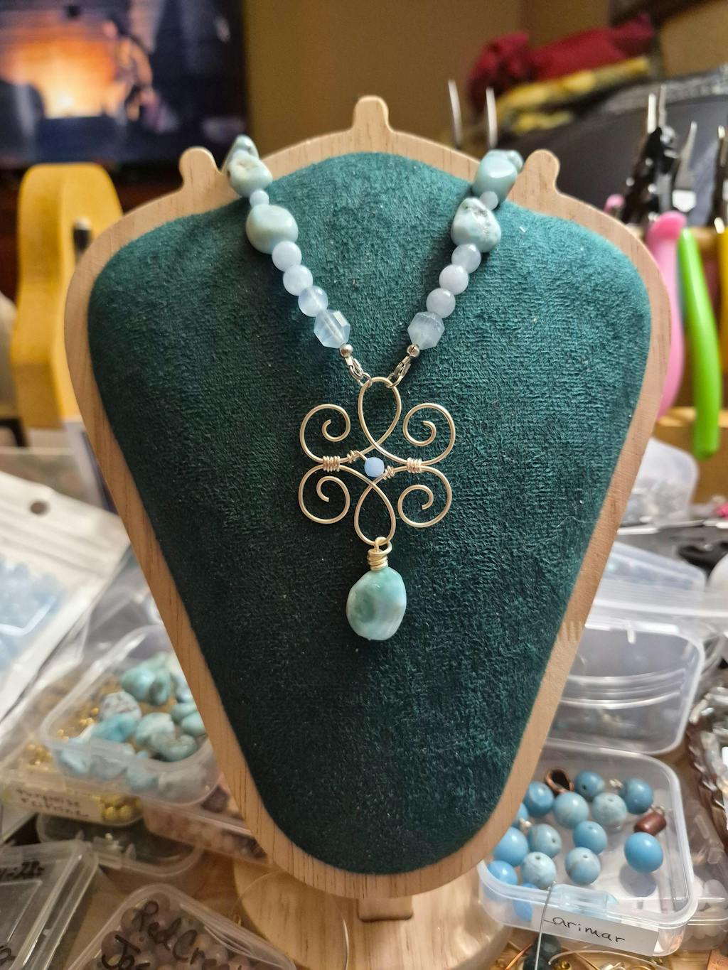 Aquatine Lemurian Blue Calcite · Faceted · Prism · 7mm