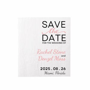 SAVE-THE-DATE ANNOUNCEMENT ~ Swedish Dishcloth [Right Justified style C -pink, black, gold or peach]