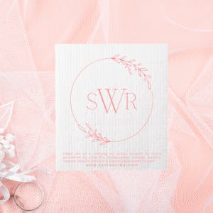 WEDDING FAVOR ~ PERSONALIZED ~ TRIPLE MONOGRAM ~ Swedish Cloth [pink, black or gold]