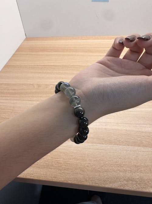 星夜の旅｜ムーンストーン×シルバーオブシディアンブレスレット