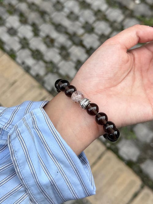 秋深まる森｜ブラウンレッドルチル × スモーキークォーツブレスレット