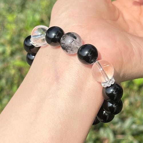 墨影の静光｜ブラッククォーツ×ルチルクォーツブレスレット