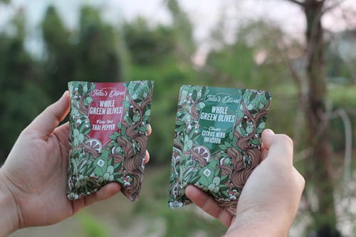 Cracked Green Olive Snacks, Citrus Herb & Thai Pepper Variety Pack (1.6oz, 24 Pack)