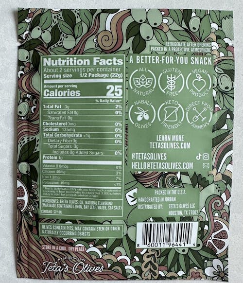 Cracked Green Olive Snacks, Citrus Herb (1.6oz, 24 Pack)