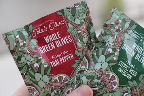 Cracked Green Olive Snacks, Citrus Herb & Thai Pepper Variety Pack (1.6oz, 24 Pack)