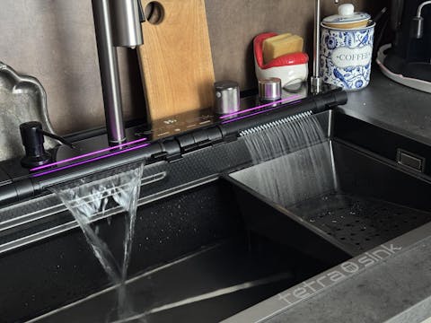 Multifunctional kitchen sink | Tetra Sink | 24NBS304R75 | Multifunctional sink for kitchen with deep trough and high-quality waterfall mixer