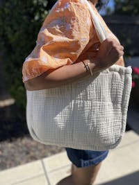 The Muslin Grid Tote Bag Natural