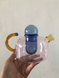 Contrasting Color Glass Teapot