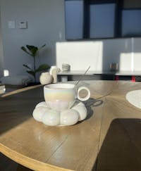 Sunflower Coffee Mug with Decorative Cloud Plate