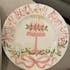 Personalized Preppy Girl's 1st Birthday Plate - Flowers, Bunny & Ribbons - BCP10