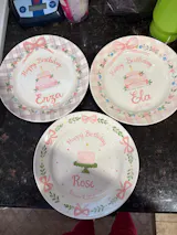 Personalized Baby Girl Ceramic Birthday Plate - Custom Name & Floral Keepsake- BCP79