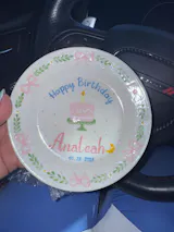 Personalized Girl's Ceramic Birthday Plate - Custom Name & Hand-Painted Floral Keepsake- BCP90