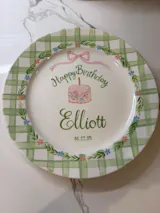 Personalized Baby Girl Ceramic Birthday Plate - Custom Name & Floral Keepsake Gift - BCP77