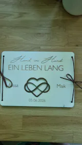 Geldgeschenkkarte Hochzeit aus Holz „Hand in Hand“