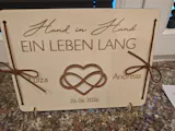 Geldgeschenkkarte Hochzeit aus Holz „Hand in Hand“