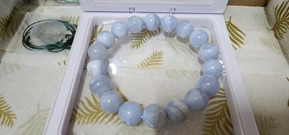 B60【晴空中的雲朵】藍紋瑪瑙純珠手鏈手串