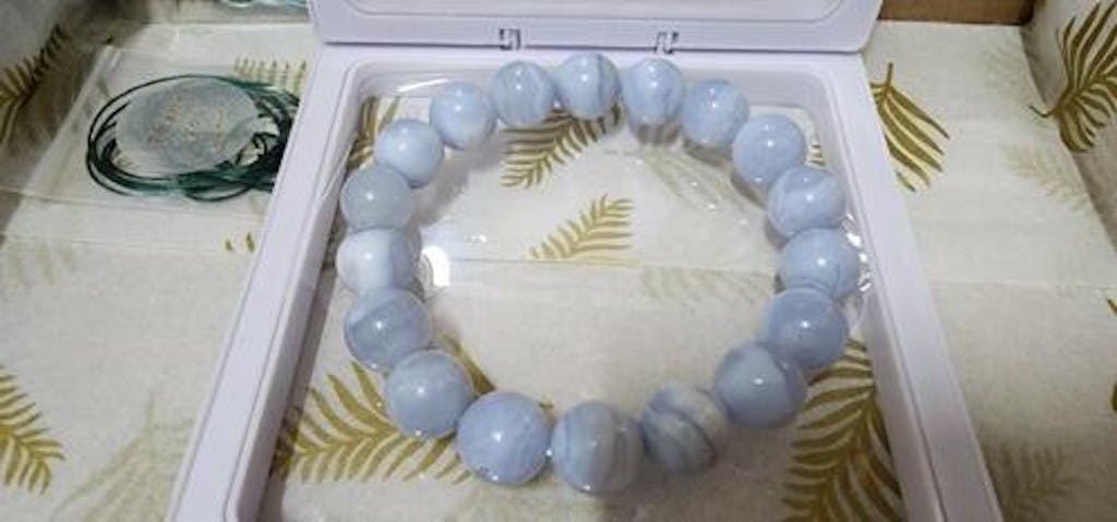 B60【晴空中的雲朵】藍紋瑪瑙純珠手鏈手串