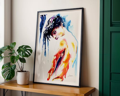 Soft Glance Bare Shoulders Bathed in Light - Art Print