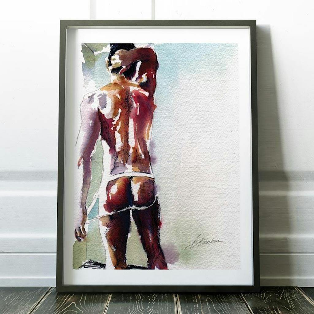 Standing the Morning Light in His Jockstrap - Art Print