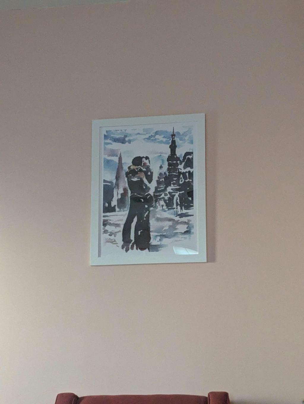 City Lights and Lovers Embracing – Art Print