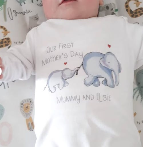 Personalized Our First Mother's Day Elephant Babygrow-Presale