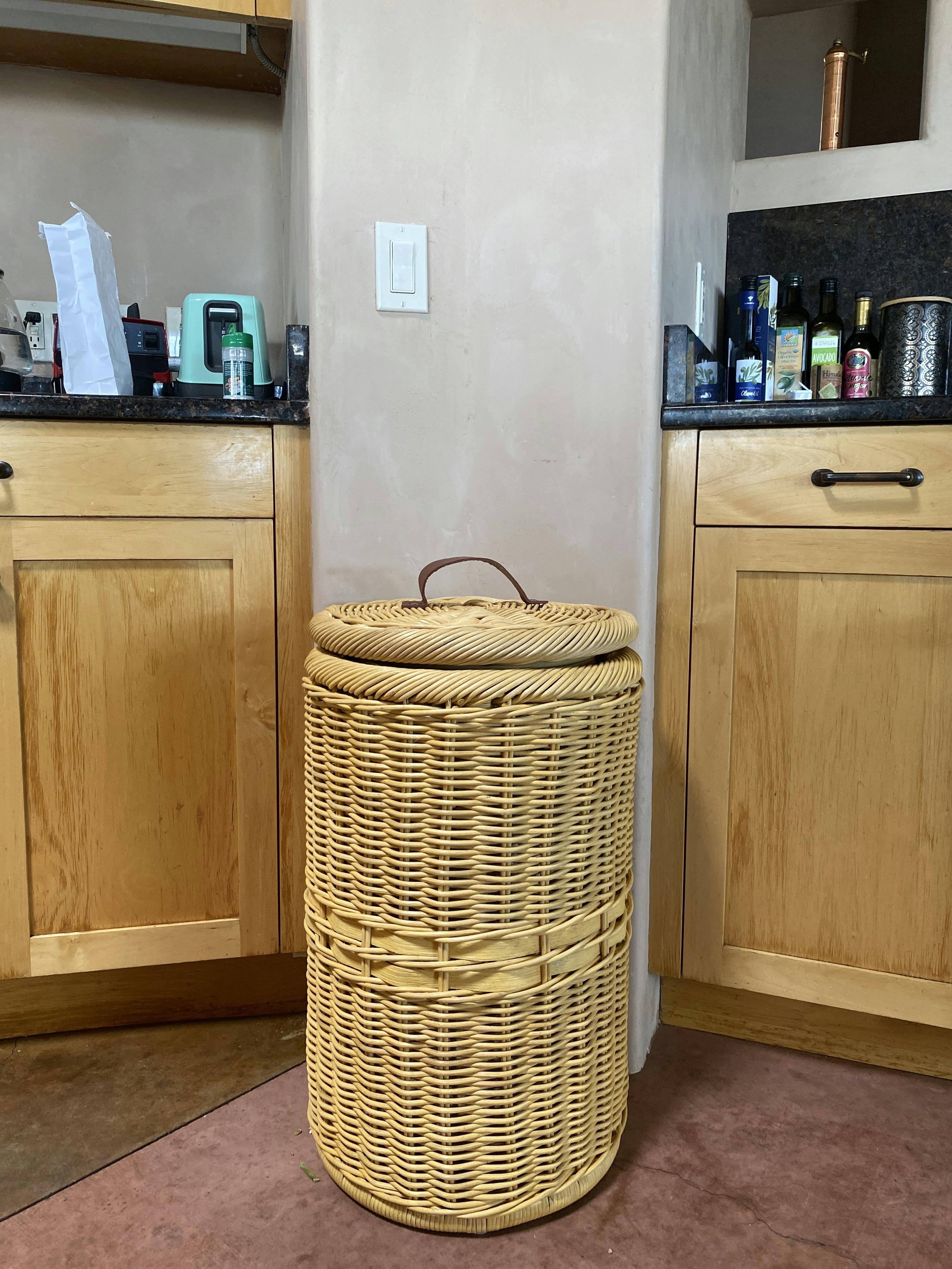 Tall Wicker Waste Basket With Metal Liner The Basket Lady   1618251109  Image  Original 