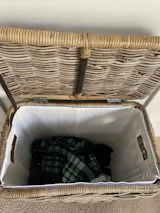 Narrow Rectangular Lidded Wicker Laundry Hamper | The Basket Lady