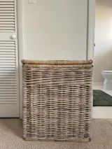 Narrow Rectangular Lidded Wicker Laundry Hamper | The Basket Lady