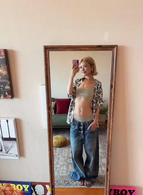 SKIN JEANS Sand-Washed Denim Cross-Back Bralette