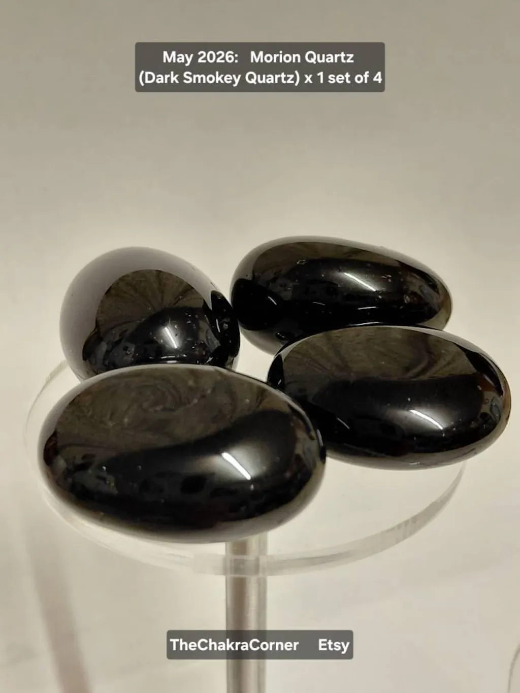 4 x Black Quartz (Morion) Tumble Stones