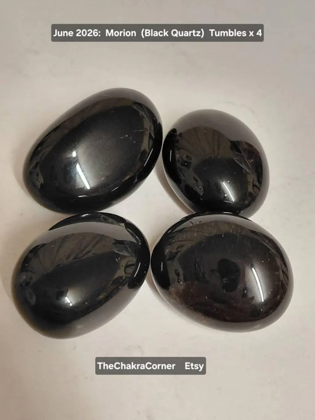 4 x Black Quartz (Morion) Tumble Stones