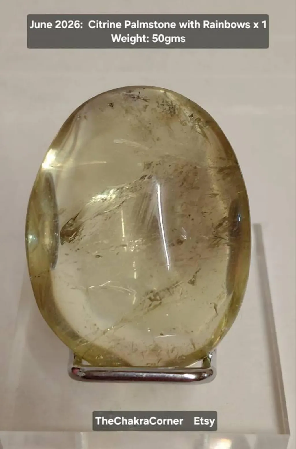 Citrine Palm Stone with Rainbows