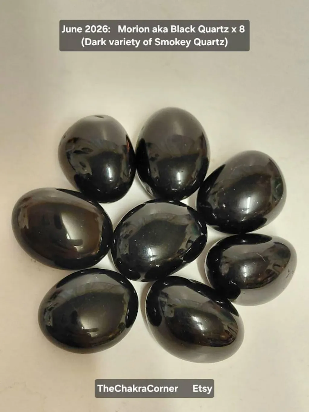 4 x Black Quartz (Morion) Tumble Stones