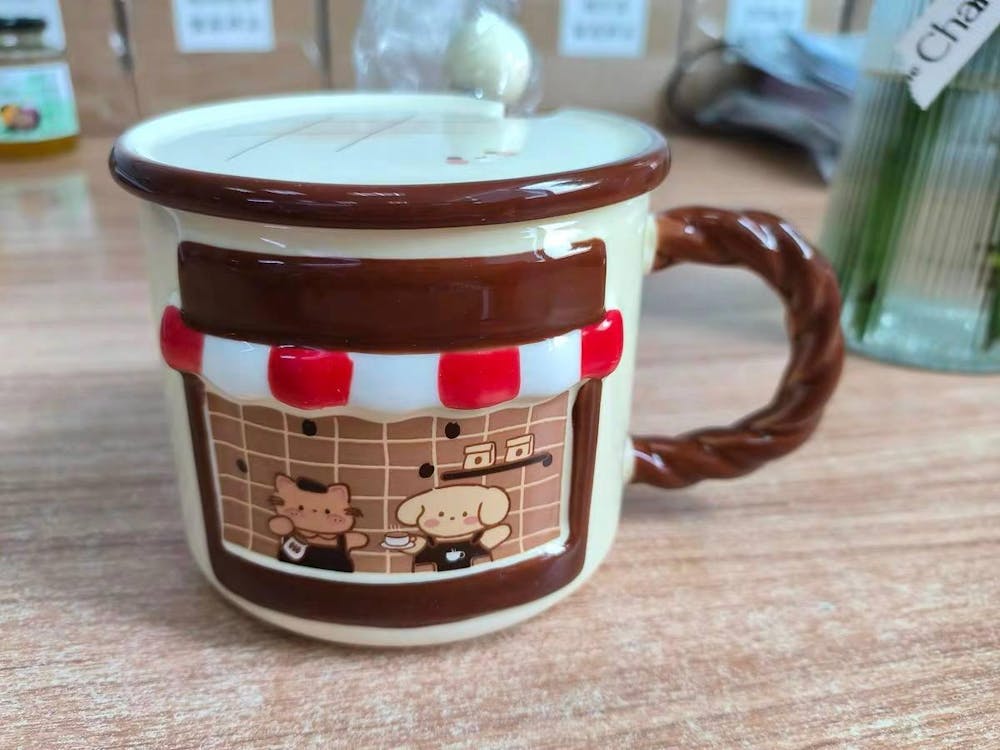 Cat Cafe Mug with Lid