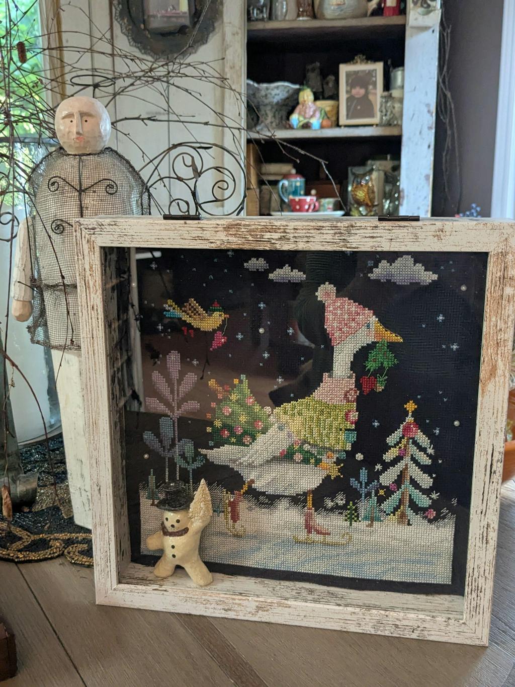 11" x 11" White Woodgrain MDF Wood Linen Backboard Shadow Box Frame