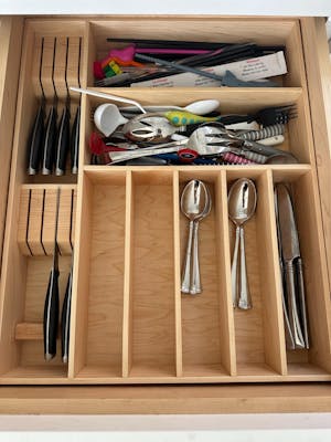 Small Knife Block Drawer Organizer, Maple