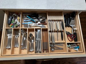Small Knife Block Drawer Organizer, Maple
