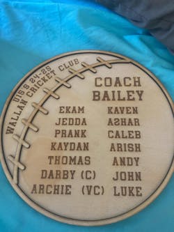 Cricket Coach Gift Plaque - Personalised Cricket Team Gift