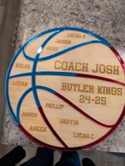 Basketball Coach Gift Plaque - Unique 2-Colour Design Team Gift