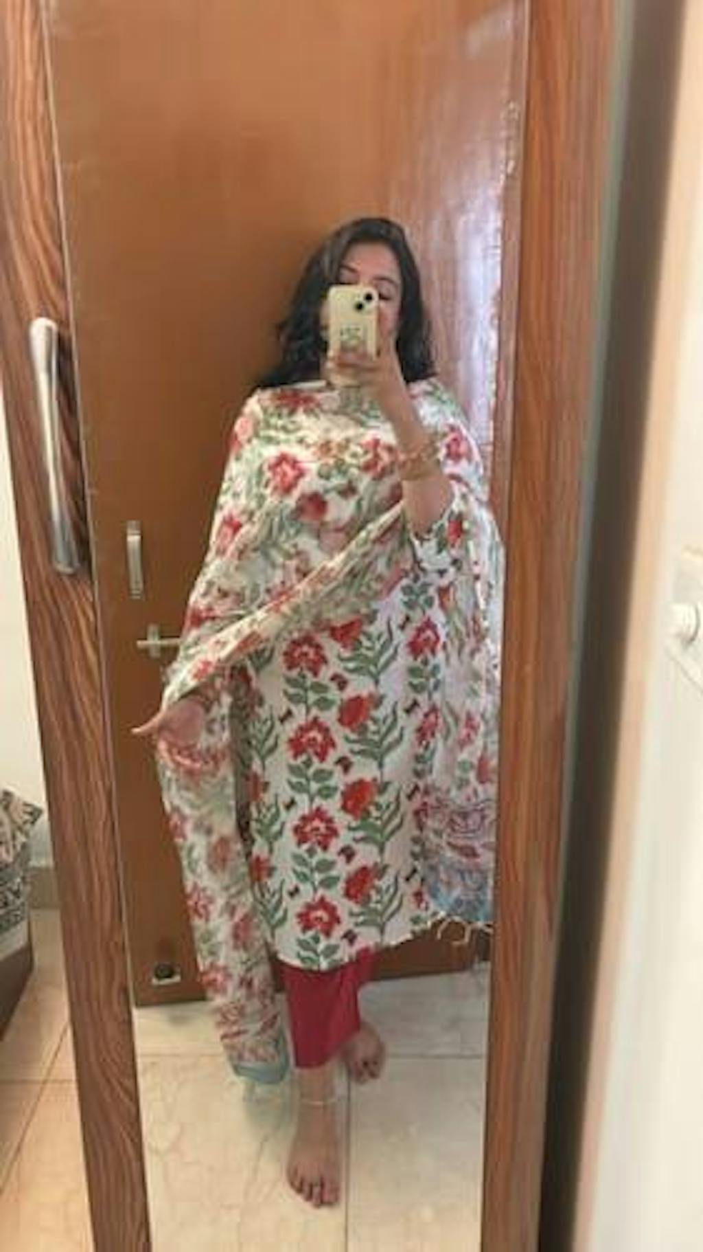 "Kasturi" Cotton Kurta Set with Kota Doria Dupatta(3pc)