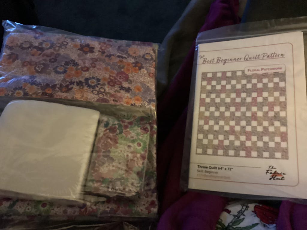 Ready-to-Sew Floral Patchwork Quilt Kit  (64" x 72") - Includes Fabric, Binding & Backing