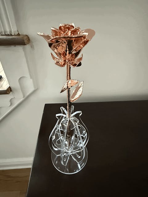"True Love Never Fades" Personalized Rose Gold Forever Rose Combo with Bloom Box & Phantom Vase™ Combo