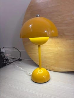 Chrome Flowerpot-Style Table Lamp