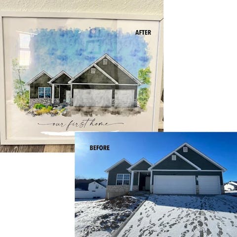 Watercolor Custom House Portrait