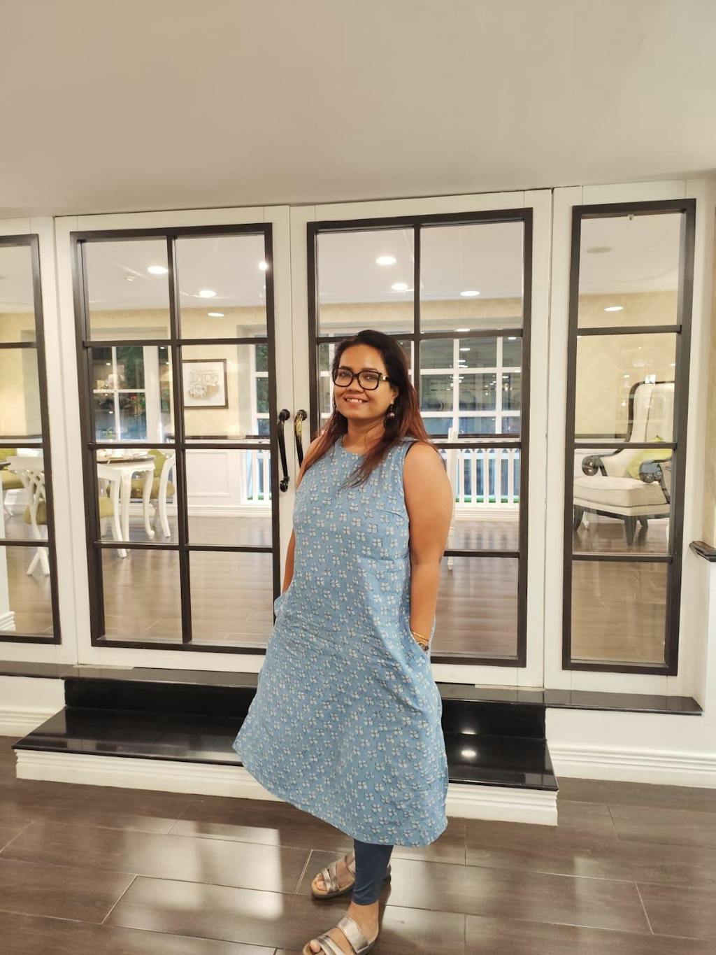 Shiza Blue Straight Dabu Slub Cotton Kurta