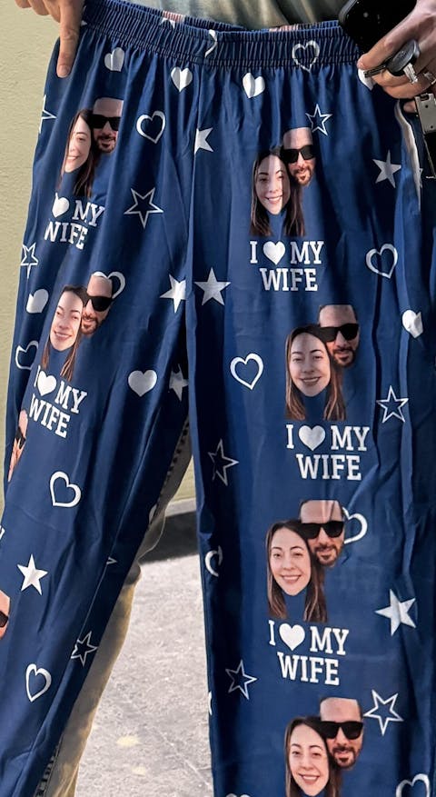 Custom Photo I Love My Wife - Couple Personalized Custom Pajama Pants - Christmas Gift For Husband Wife, Anniversary