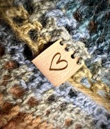 Personalised Rectangle Oak Handmade By Knitting and Crochet Tag