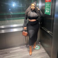 Fall Winter Women Turtleneck Ribbed Long Sleeve Top and Dress Two Piece